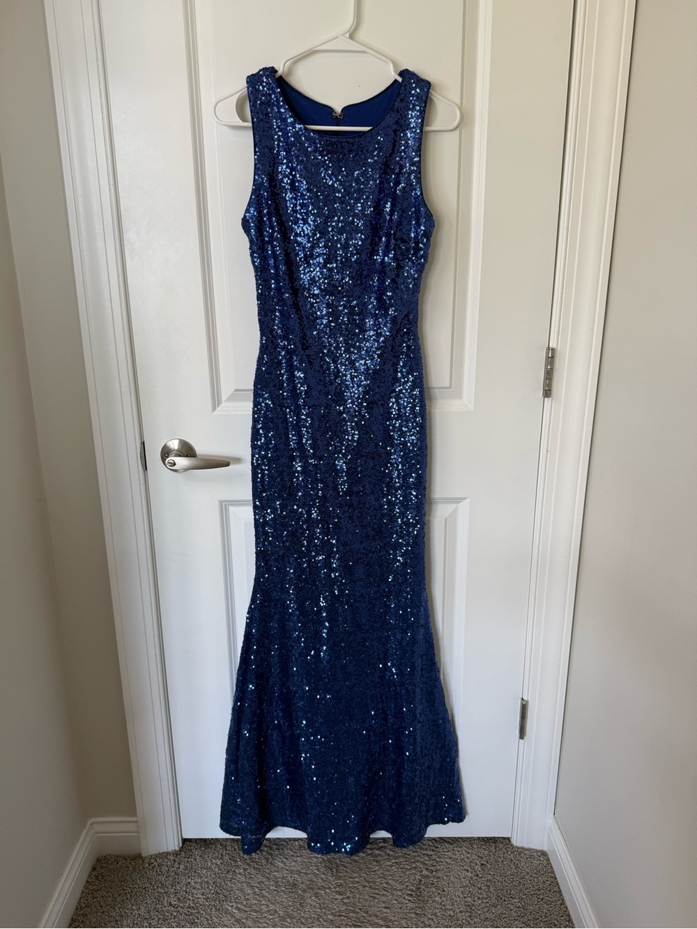 B Darlin Blue Sequin Mermaid Formal Dress